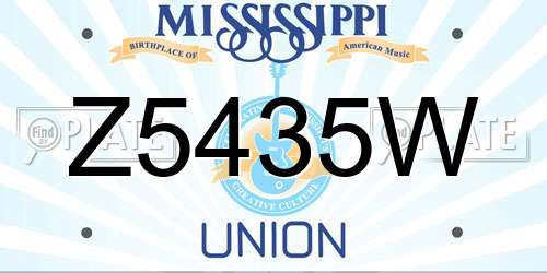Z5435W Mississippi License Plate