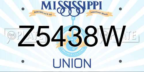 Z5438W Mississippi License Plate