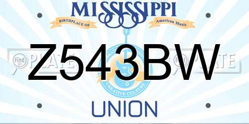 Z543BW Mississippi License Plate