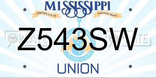 Z543SW Mississippi License Plate