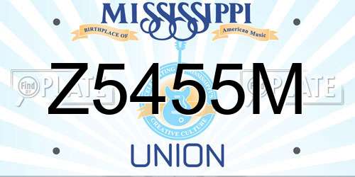 Z5455M Mississippi License Plate
