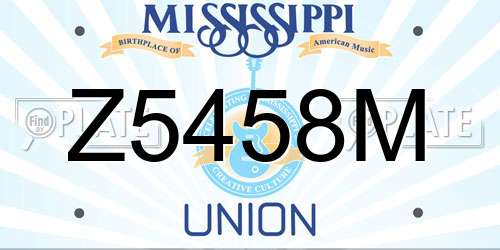Z5458M Mississippi License Plate