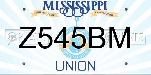 Z545BM Mississippi License Plate
