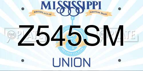 Z545SM Mississippi License Plate