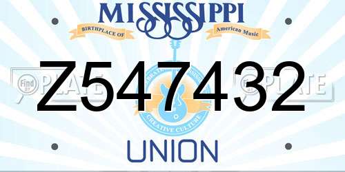 Z547432 Mississippi License Plate