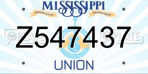 Z547437 Mississippi License Plate