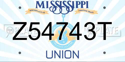 Z54743T Mississippi License Plate