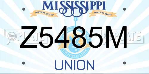 Z5485M Mississippi License Plate