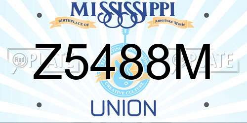 Z5488M Mississippi License Plate