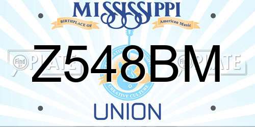 Z548BM Mississippi License Plate