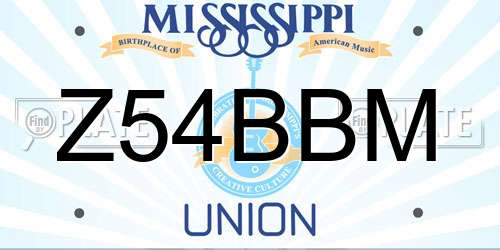 Z54BBM Mississippi License Plate