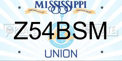 Z54BSM Mississippi License Plate