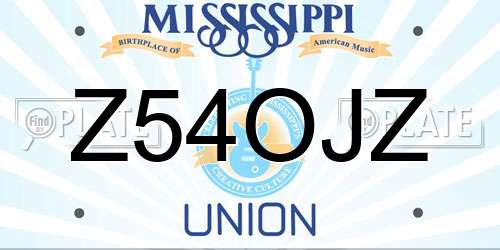 Z54OJZ Mississippi License Plate