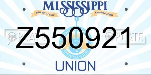 Z550921 Mississippi License Plate