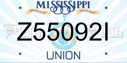 Z55092I Mississippi License Plate