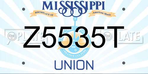 Z5535T Mississippi License Plate