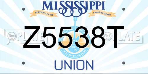 Z5538T Mississippi License Plate