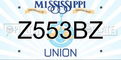 Z553BZ Mississippi License Plate
