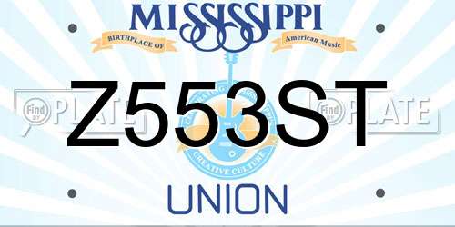 Z553ST Mississippi License Plate
