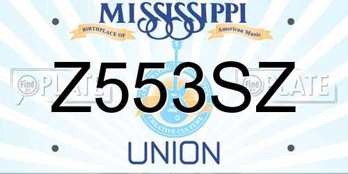 Z553SZ Mississippi License Plate