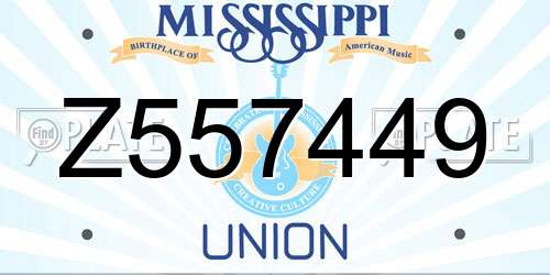 Z557449 Mississippi License Plate