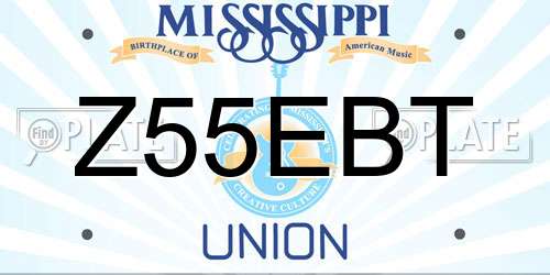 Z55EBT Mississippi License Plate