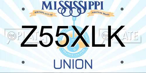 Z55XLK Mississippi License Plate