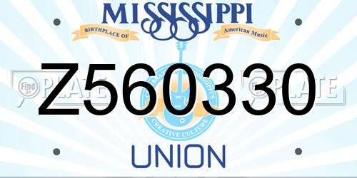 Z560330 Mississippi License Plate