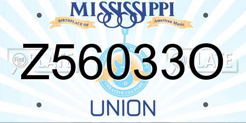 Z56033O Mississippi License Plate