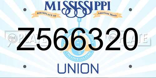 Z566320 Mississippi License Plate