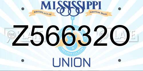 Z56632O Mississippi License Plate