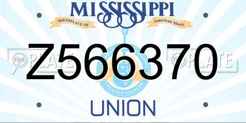 Z566370 Mississippi License Plate