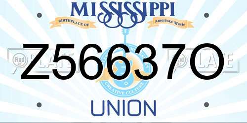 Z56637O Mississippi License Plate