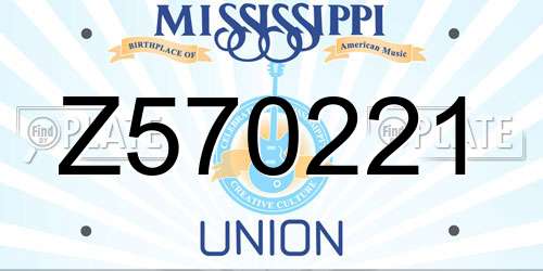 Z570221 Mississippi License Plate