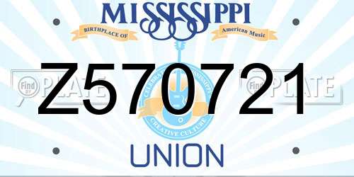 Z570721 Mississippi License Plate