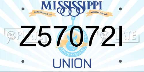 Z57072I Mississippi License Plate