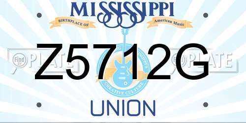 Z5712G Mississippi License Plate