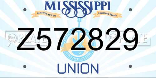 Z572829 Mississippi License Plate
