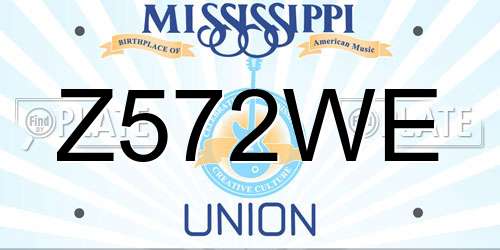 Z572WE Mississippi License Plate