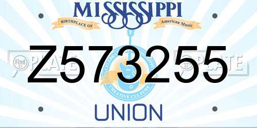Z573255 Mississippi License Plate