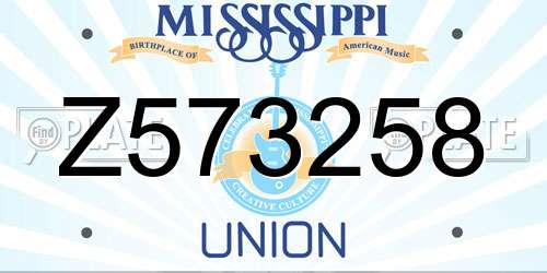 Z573258 Mississippi License Plate