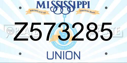 Z573285 Mississippi License Plate