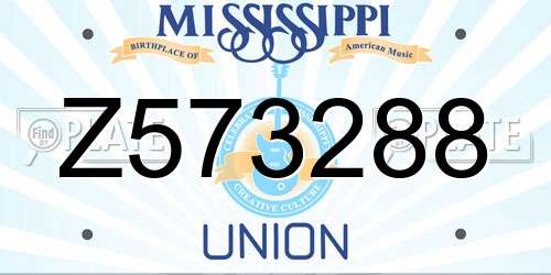 Z573288 Mississippi License Plate