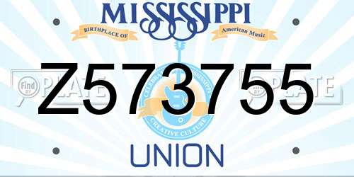 Z573755 Mississippi License Plate