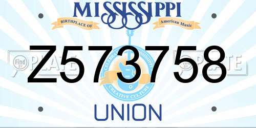 Z573758 Mississippi License Plate