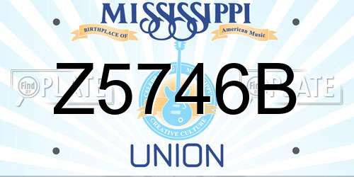 Z5746B Mississippi License Plate