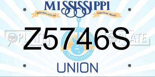 Z5746S Mississippi License Plate