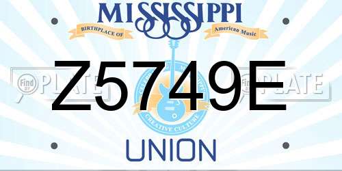 Z5749E Mississippi License Plate