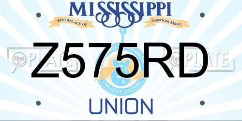 Z575RD Mississippi License Plate