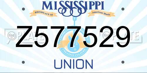 Z577529 Mississippi License Plate